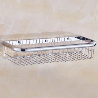 DecorBites™ Gold Brass Bathroom Shelf with Towel Hanger, Shampoo Holder, and Basket