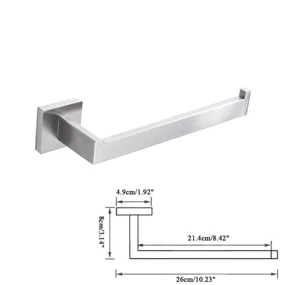DecorBites™ Brushed Nickel Bathroom Hardware Set: Robe Hook, Towel Rail, Bar Rack, Shelf, Tissue Holder