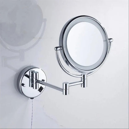 DecorBites™ 8 Inch Brass LED Folding Makeup Mirror 3X/1X Magnification