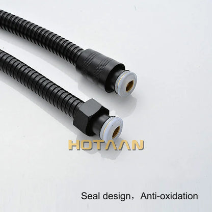 DecorBites™ Black Stainless Steel Flexible Shower Hose Pipe with Double Lock & EPDM Inner Tubes.