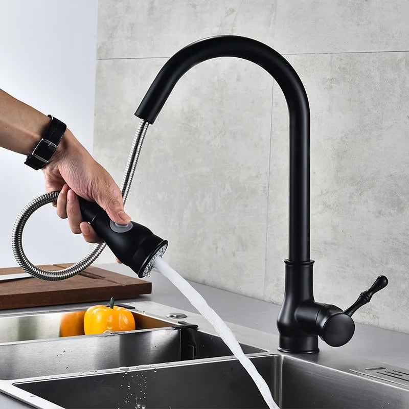 ™ Gold Kitchen Faucet Pull Out Swivel Water Mixer Tap Single Handle Sink