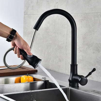 ™ Gold Kitchen Faucet Pull Out Swivel Water Mixer Tap Single Handle Sink