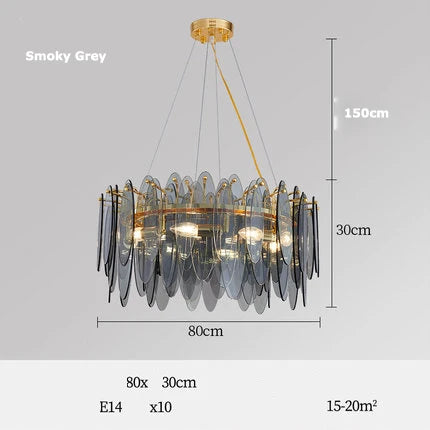DecorBites™ Art Deco Glass Iron LED Chandelier for Dinning Room