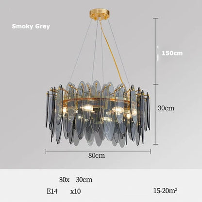 DecorBites™ Art Deco Glass Iron LED Chandelier for Dinning Room