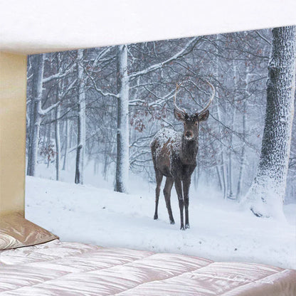 DecorBites™ Christmas Snow Forest Tapestry: Bohemian Bedroom Wall Decoration