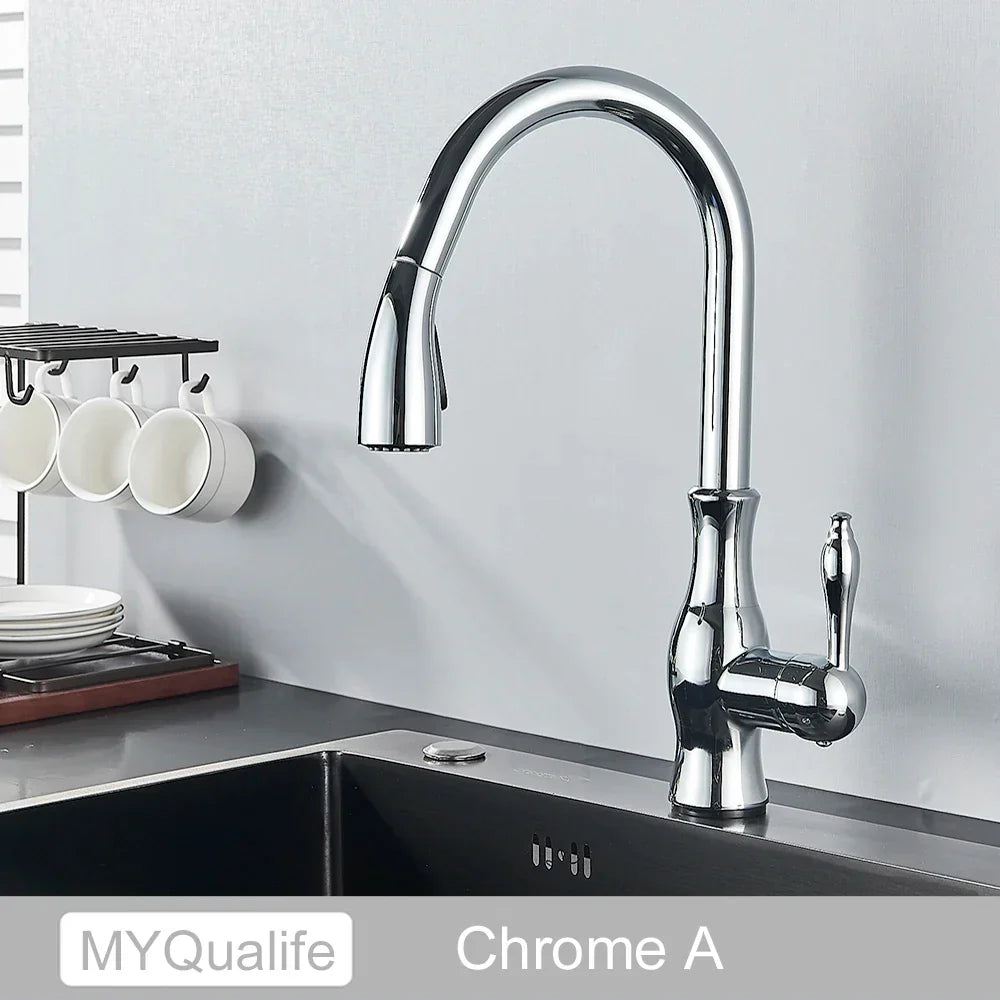 DecorBites™ Black Kitchen Faucet: Single Handle Hot & Cold Mixer with 360 Rotation