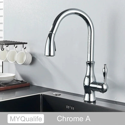 DecorBites™ Black Kitchen Faucet: Single Handle Hot & Cold Mixer with 360 Rotation