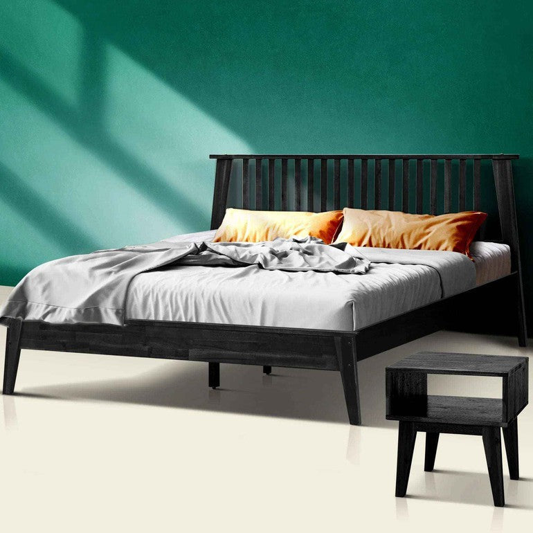 [Buy 1 Get 1] Kaylin Solid Wood Bed Frame & Nightstand