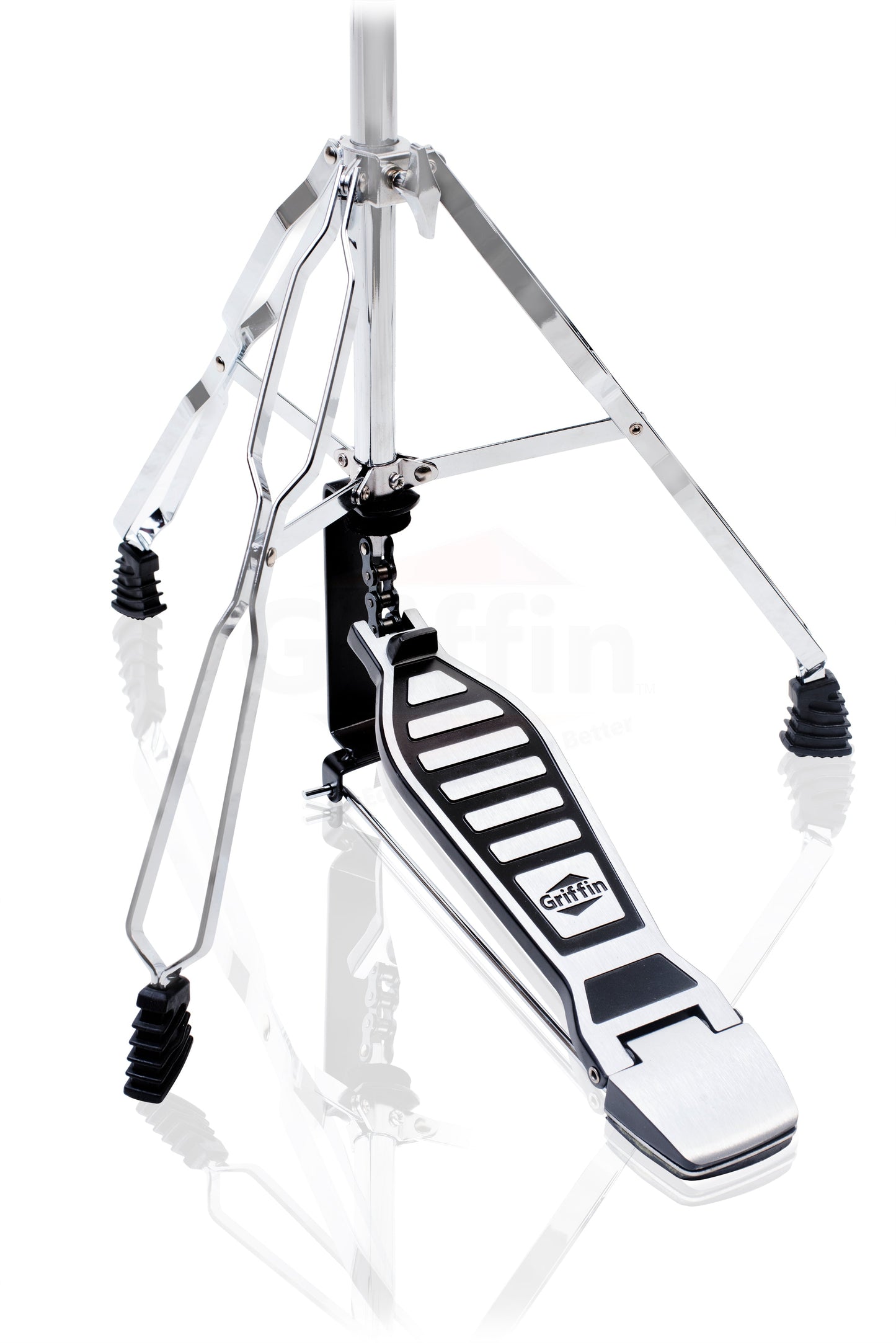 3 PACK - Hi-Hat Stand, Kick Drum Pedal & Straight Cymbal Stand Hardware Kit by GRIFFIN | Deluxe Full Size Percussion Chrome Hardware Set | Lightweight, Portable & Mobile, Perfect for Drummer Gigs