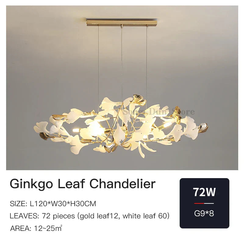 DecorBites™ Ginkgo Leaf Decor Chandelier - Nordic Fine Flower Art Light for Living Room