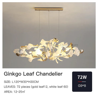 DecorBites™ Ginkgo Leaf Decor Chandelier - Nordic Fine Flower Art Light for Living Room