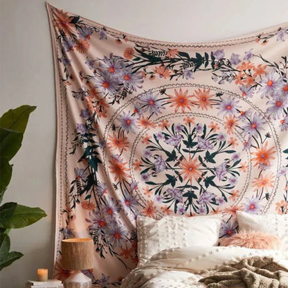 DecorBites™ Bohemian Mandala Flower Tapestry Wall Hanging for Living Room Bedroom Decor