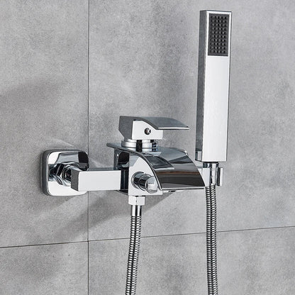 DecorBites™ Black Wall Mount Bathtub Shower Faucet with Waterfall Spout