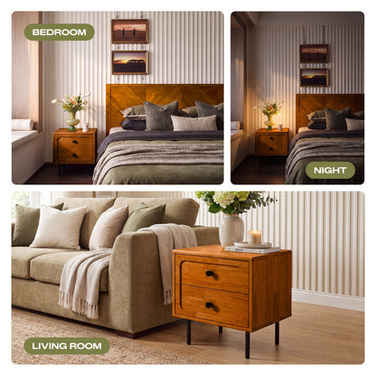 Savana Solid Wood 2-Drawer Nightstand