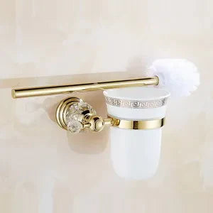 DecorBites™ Gold Crystal Bathroom Accessories Set: Luxe Brass Bath Hardware Wall Mount Collection