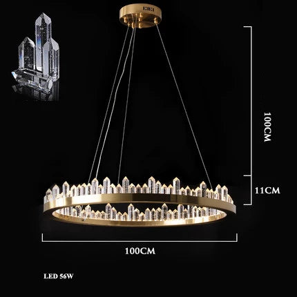 ™ Golden Crystal LED Chandelier for Modern Dining Room