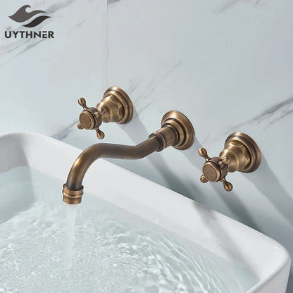 DecorBites™ Black Basin Faucet: Wall Mounted Hot/Cold Water Mixer for Bathroom Sink