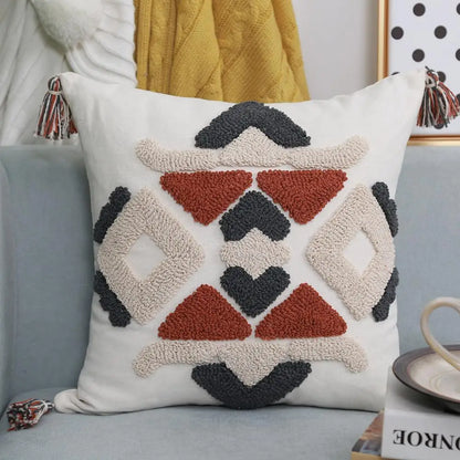 DecorBites™ Boho Style Embroidered Pillow Cover with Tassels for Living Room & Bedroom