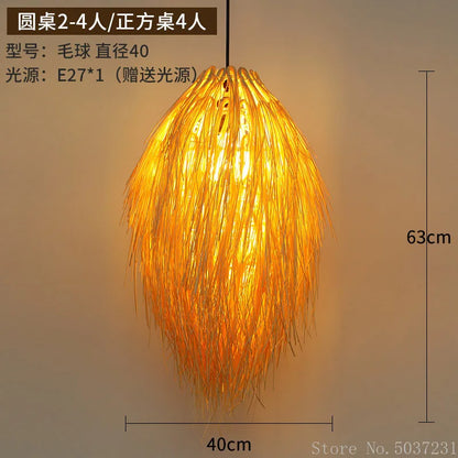 DecorBites™ Bamboo Weave Pendant Lamp, Creative Rattan Hanging Light Fixture for Bedroom & Teahouse