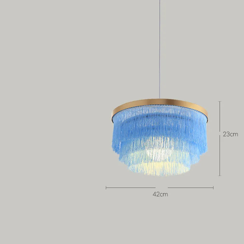 DecorBites™ Art Deco Cotton Thread Tiered Chandelier in Black Gold Finishing
