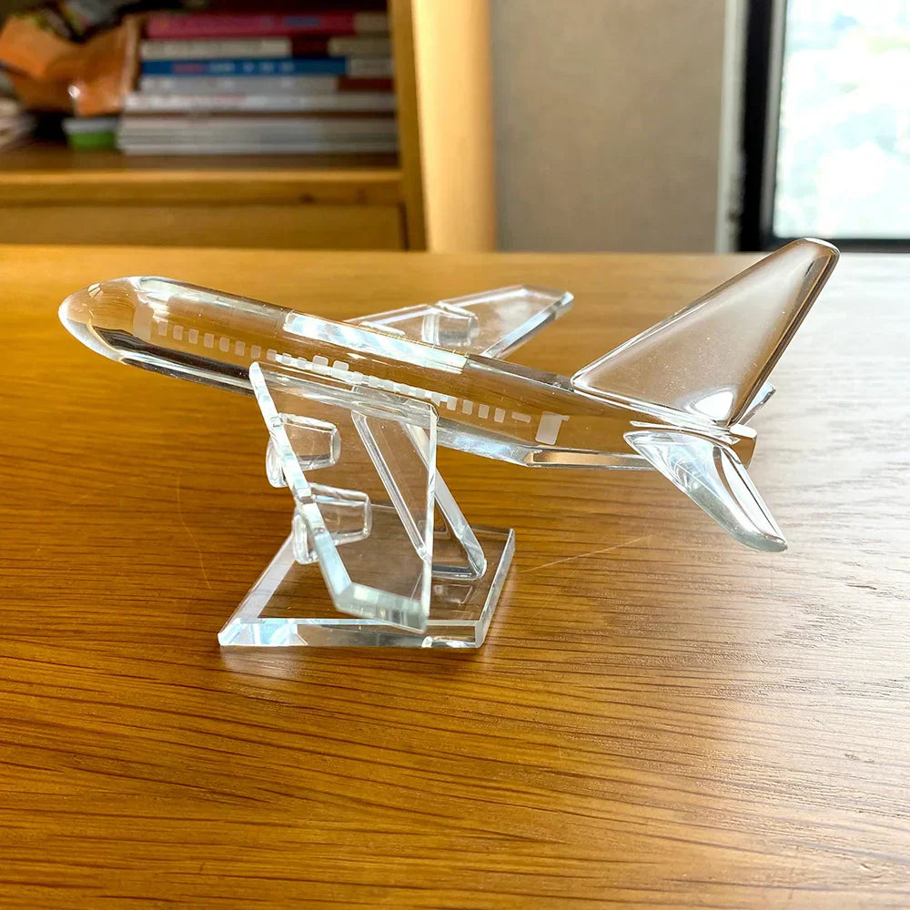 DecorBites™ Crystal Aircraft Figurine Glass Airplane Collectible Home Decor