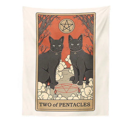 DecorBites™ Cat Divination Tarot Card Tapestry Moon Phase Wall Hanging Décor