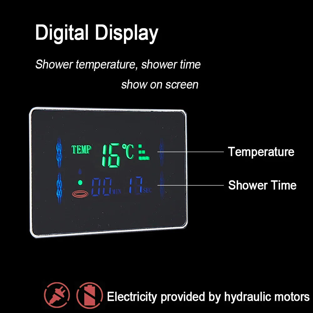 DecorBites™ Brushed LED Light Shower Faucet SPA Massage Shower Column Waterfall Panel