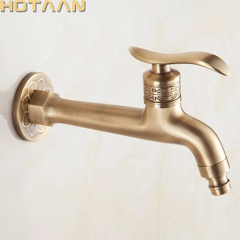 DecorBites™ Antique Brass Finish Wall Mount Bibcock Faucet for Bathroom and Washing Machine