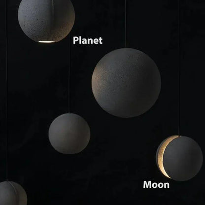 DecorBites™ Cement Pendant Light | Nordic Design Moon Planet Hanging Lamp for Dining Room