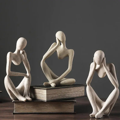 DecorBites™ Abstract Thinker Woman Figurine Resin Sculpture Modern Art Decor Craft Ornament