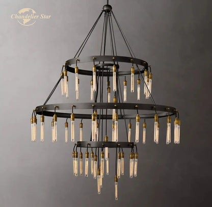 DecorBites™ Axis Black Brass LED Round Chandelier for Living & Dining Room