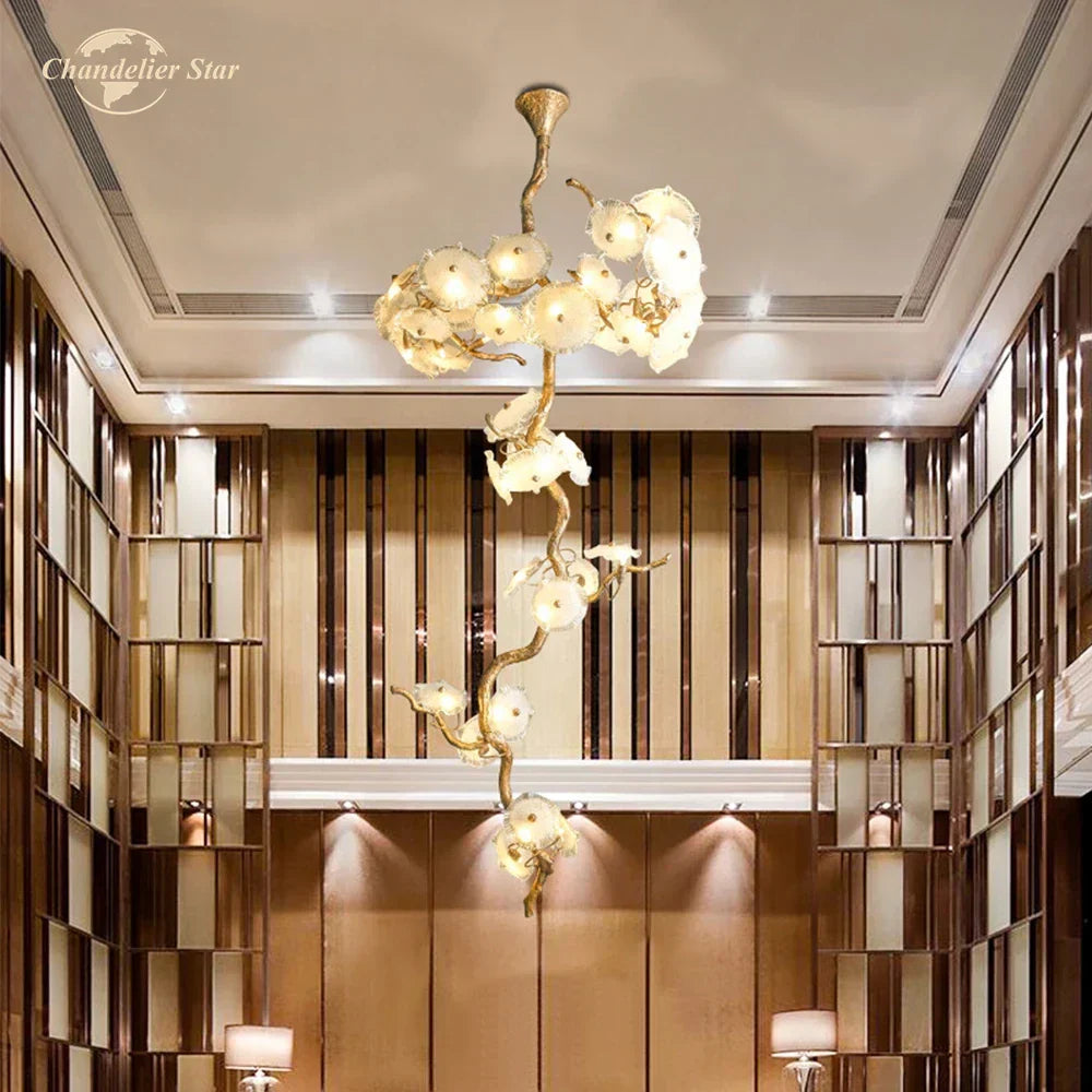 DecorBites™ Branch Glass Chandelier LED Lights for Living Room Dining Staircase Villa