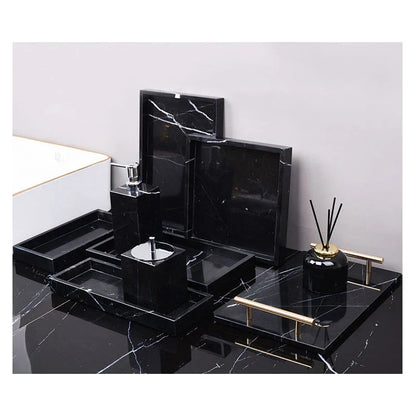 DecorBites™ Black Marquina Marble Bathroom Set cue.opti