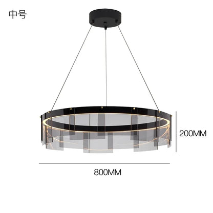 DecorBites™ LED Glass Ring Pendant Lights: Modern Iron Art Hanging Lamps for Home Décor