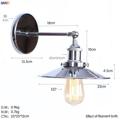 DecorBites™ Antique Gold Rustic LED Wall Light for Home Decor