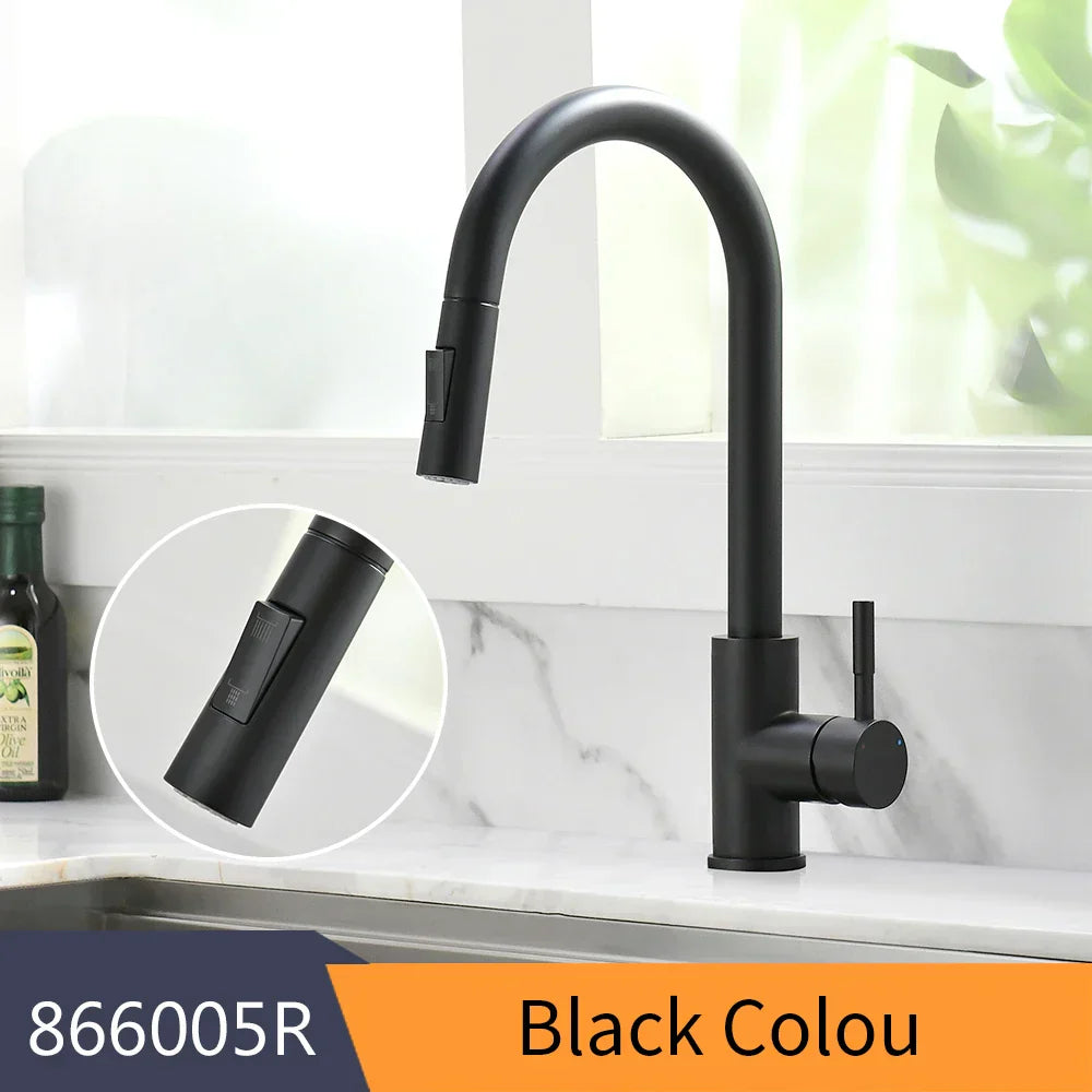 DecorBites™ Brushed Nickel Pull Out Kitchen Faucet with Stream Sprayer Head