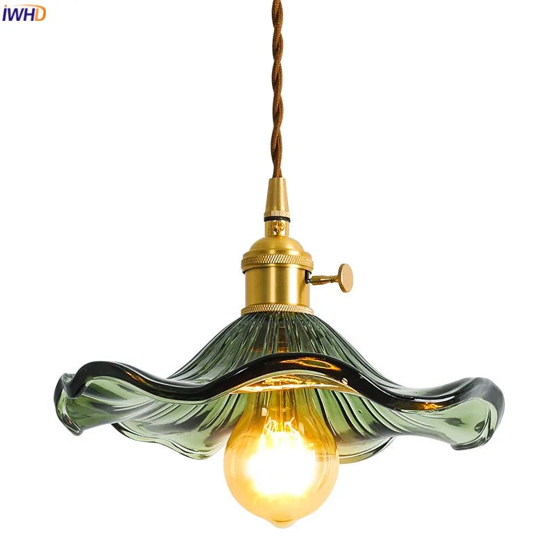 ™ Green Glass Hanging Light: Modern LED Pendant Lamp for Living and Dining Room