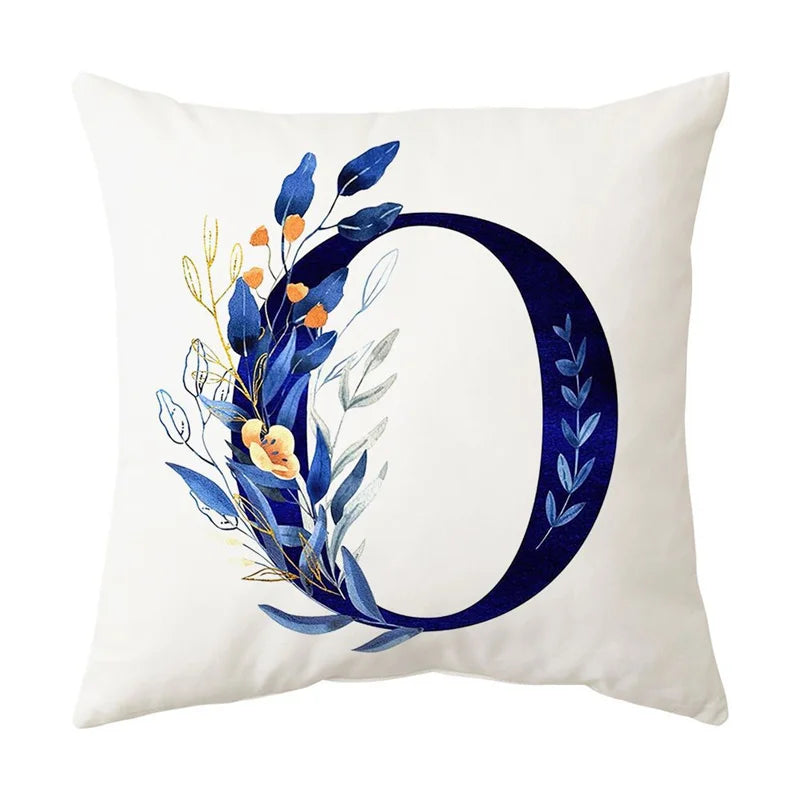 DecorBites™ Blue Alphabet Flower Letter Pillowcase for Home Decor
