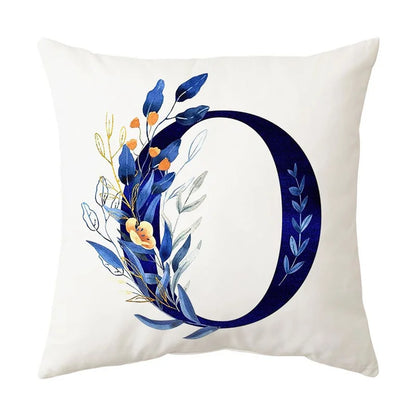 DecorBites™ Blue Alphabet Flower Letter Pillowcase for Home Decor