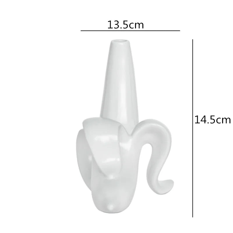 DecorBites™ Abstract Character White Ceramics Vase Home Decor Handcrafted Modern Flower Arrangement