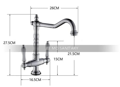 DecorBites™ Black Gold Brass Kitchen Sink Faucet with Double Handles