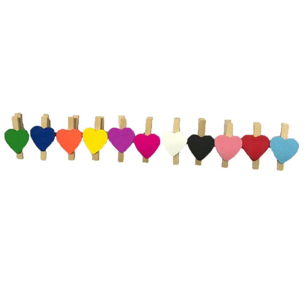 DecorBites™ 50-Pack Romantic Heart Shape Wood Clips for Home Décor and Parties