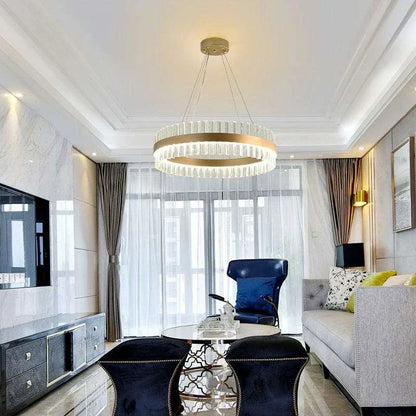 DecorBites™ Crystal Chandelier LED Ring Lamp for Dining Room Center Living Restaurant Decor