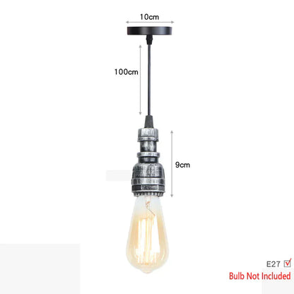 DecorBites™ Iron Pipe Pendant Lights Holder Retro Loft Indoor Ceiling Hanging Lamp