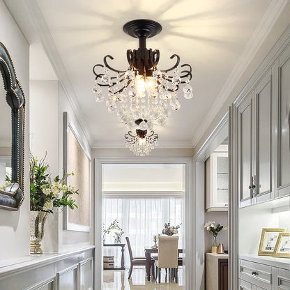 DecorBites™ Gold/Black Crystal Pendant Chandelier for Wedding Decor and Luxury Home Lighting