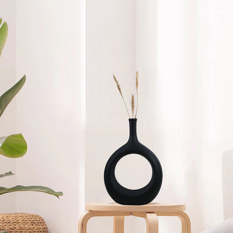 DecorBites™ Ceramic Vase Nordic Style Pampas Grass Home Decor Office Ornament