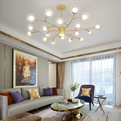 DecorBites™ Black Glass Ball Molecule Chandelier - Nordic Luxury Design
