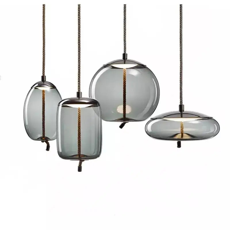 ™ Hemp Rope Knot Pendant Lights - Suspendu Glass Hanging Lamp