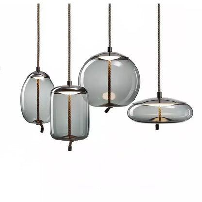 ™ Hemp Rope Knot Pendant Lights - Suspendu Glass Hanging Lamp