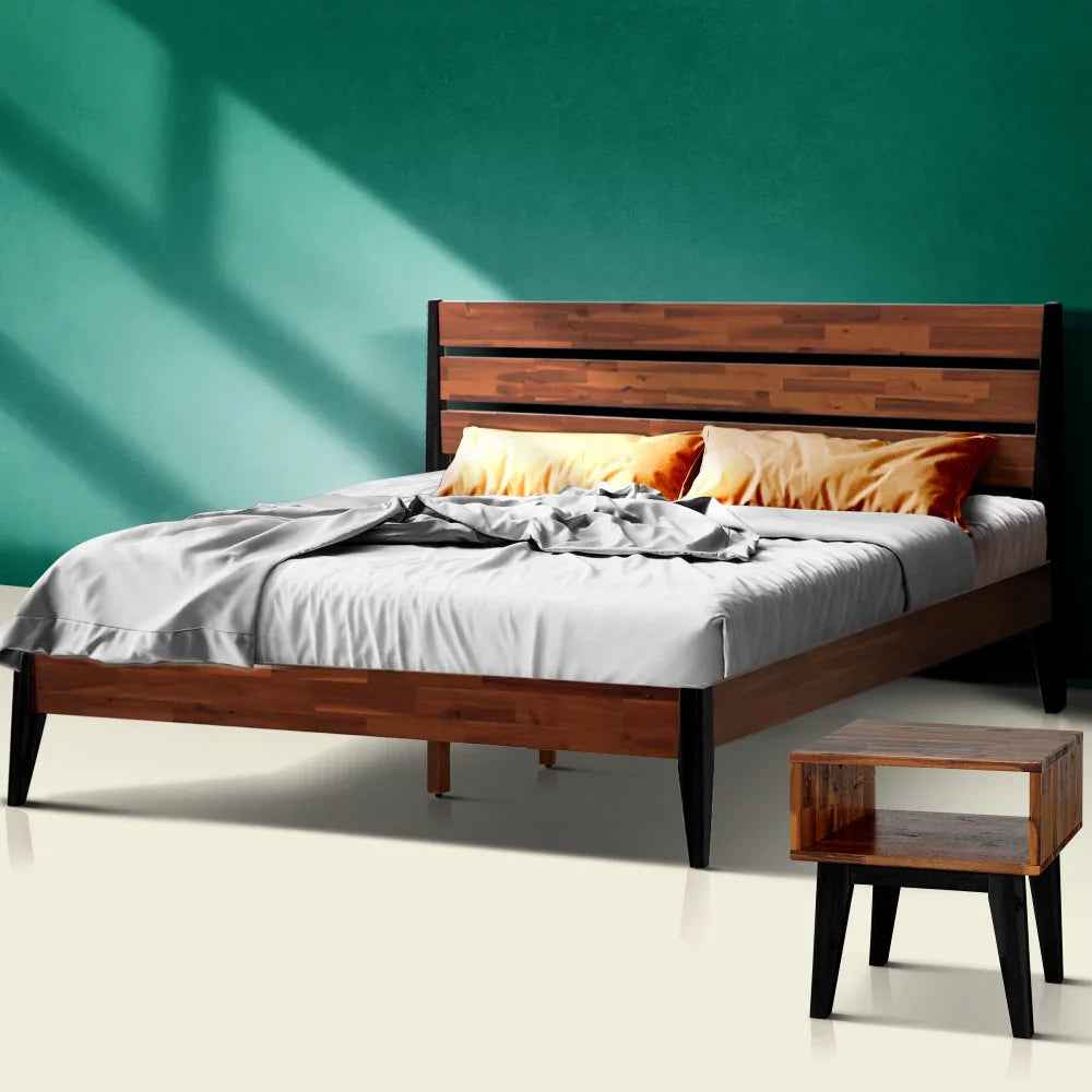 [Buy 1 Get 1] Emery Solid Wood Bed Frame & Nightstand
